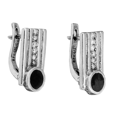 Silver Earrings with Enamel