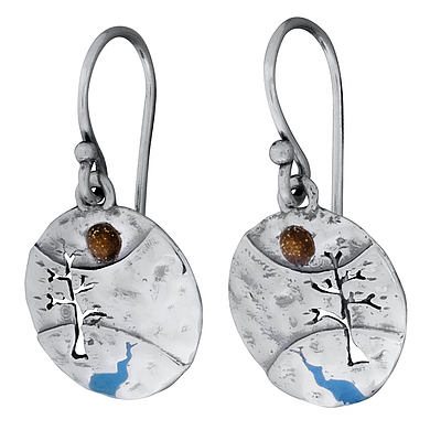 Silver Earrings with Enamel