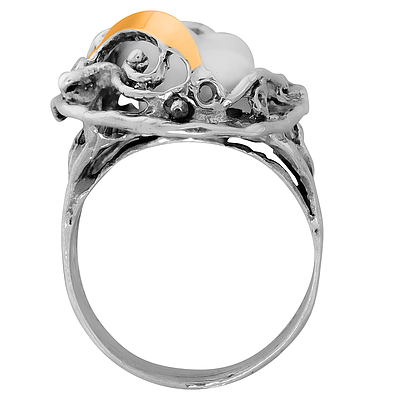 Silver and Gold Pearl Ring