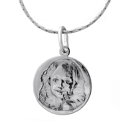 Silver photo necklace