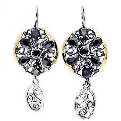 Silver and Gold Earrings "Sand Flower"